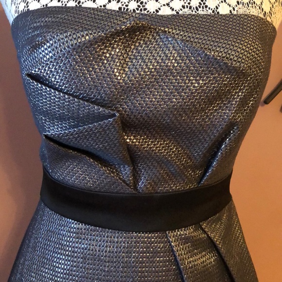 [max and cleo] Strapless Silver Black Dress Size 2 - Picture 2 of 7